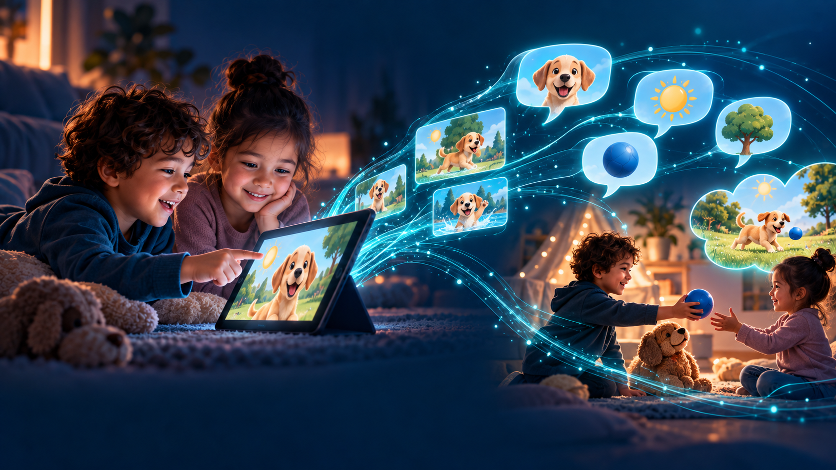 Two children using familiar online video patterns to support communication and play